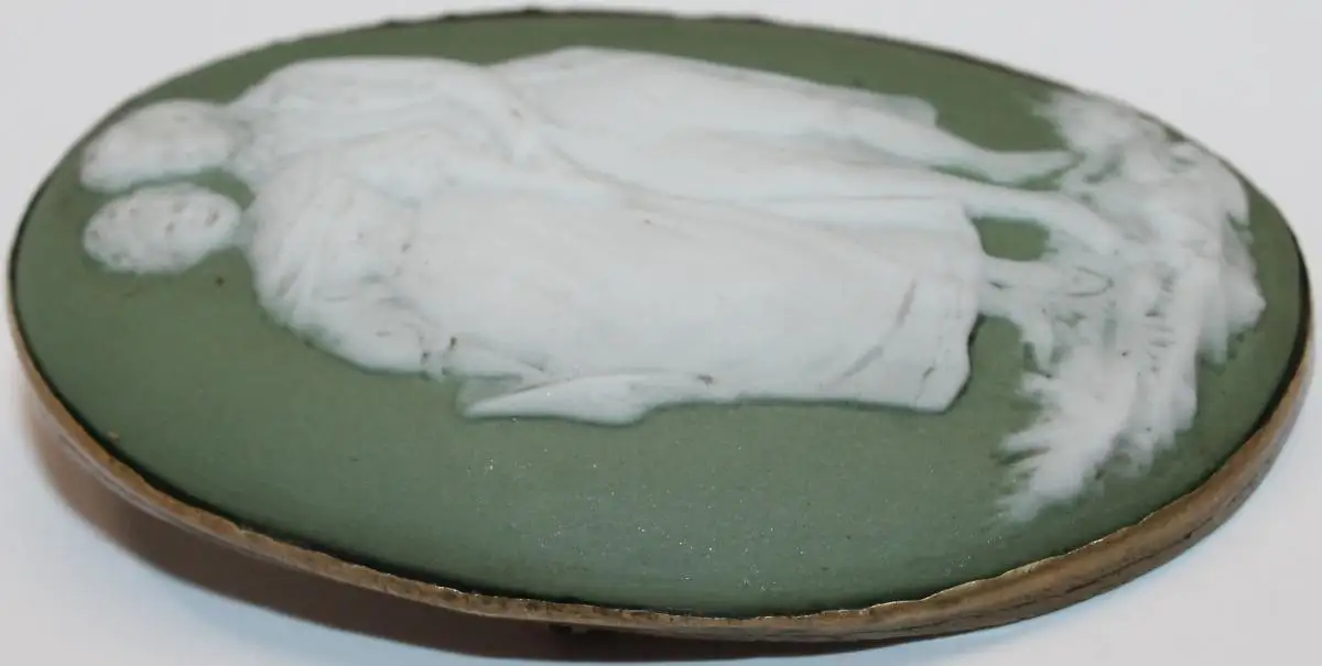 Große antike Jugendstil Kamee Brosche aus Porzellan um 1900 - Antikschmuck 2