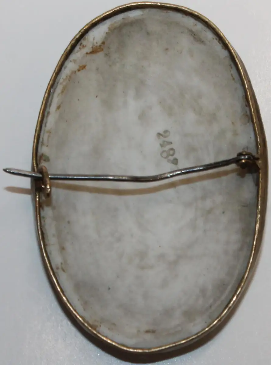 Große antike Jugendstil Kamee Brosche aus Porzellan um 1900 - Antikschmuck 4
