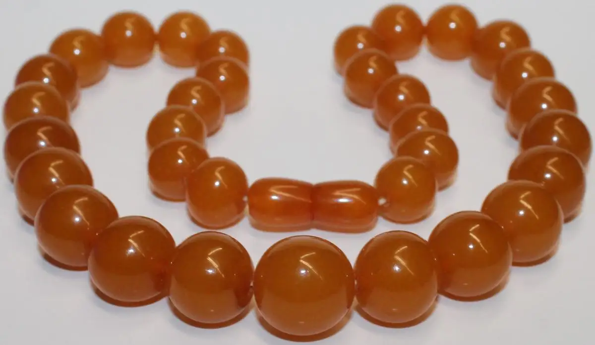 Dicke Bernstein Halskette / Perlenkette / Collier - Art Deco Antikschmuck 0