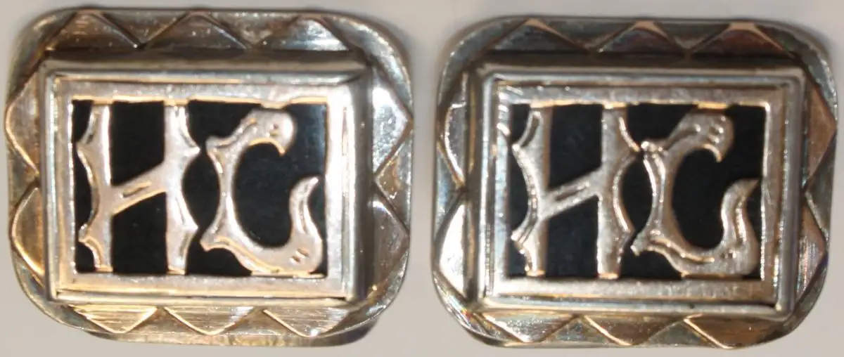 Solide Silber & Gold Manschettenknöpfe mit HG / JH Monogramm - Antikschmuck 0