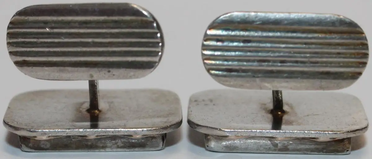 Solide Silber & Gold Manschettenknöpfe mit HG / JH Monogramm - Antikschmuck 3