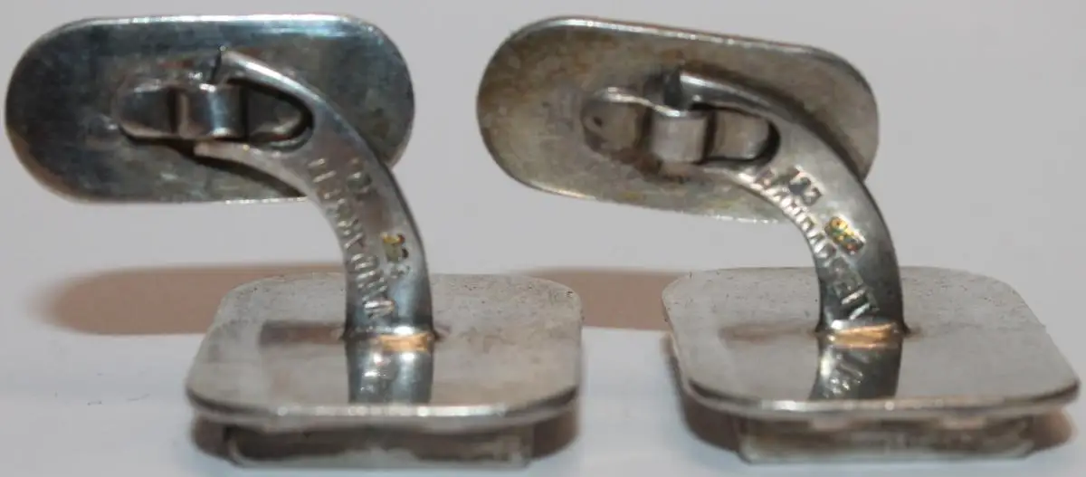 Solide Silber & Gold Manschettenknöpfe mit HG / JH Monogramm - Antikschmuck 4