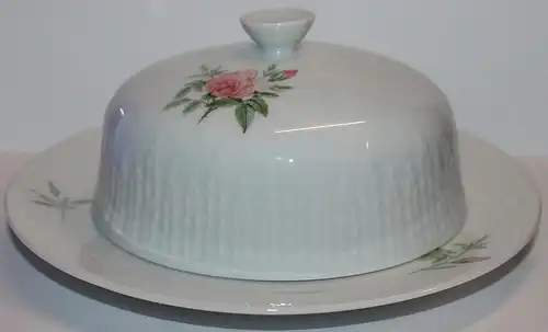 Hutschenreuther Exzellenz Rosita Butterglocke / Butterdose mit Rosendekor