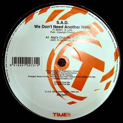 12inch - S.A.D. We Don&#039;t Need Another Hero