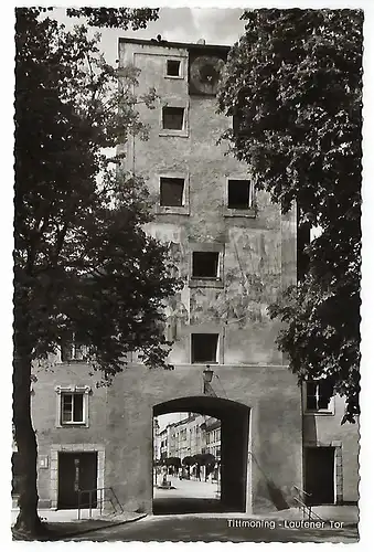 [Echtfotokarte schwarz/weiß] Tittmoning  - Laufener Tor. 