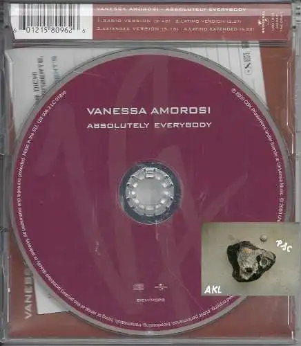 Vanessa Amoros, absolutely everybody, CD Single