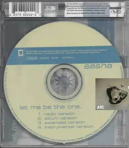 sasha, let me be the one, CD Single