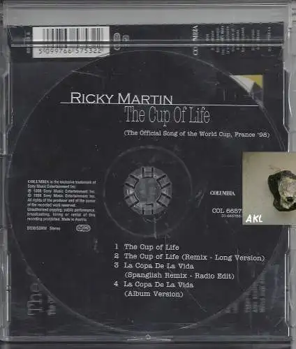 Ricky Martin, The cup of life, CD Single