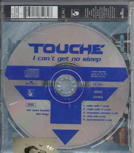 Touche, I cant get no sleep, Single CD