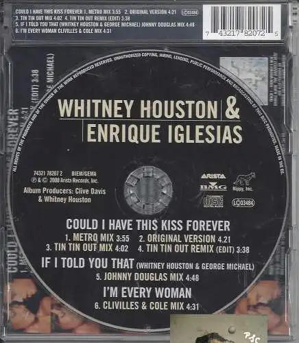 Whitney Houston Iglesias, Could I have this kiss forerver, Single CD