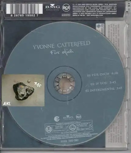 Yvonne Catterfeld, für dich, Single CD