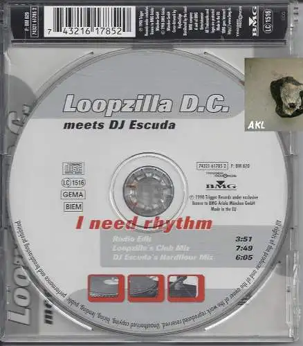 Loopzilla D. C., I need rhythm, Single CD