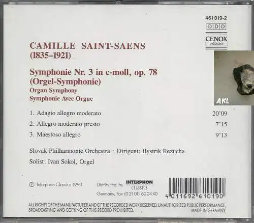 Camille Saint Saens, Symphonie No 3, Orgelsinfonie, CD