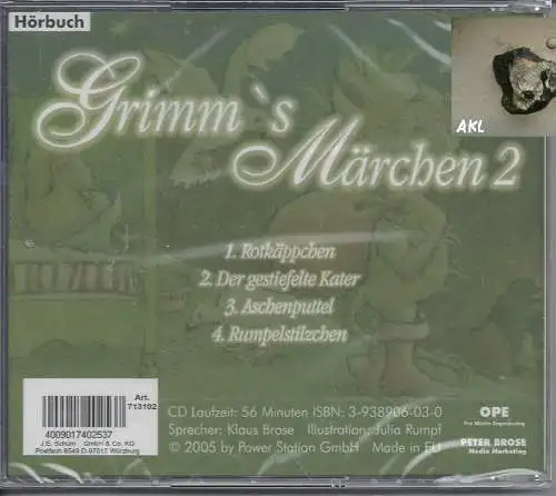 Grimms Märchen 2, CD, Rotkäppchen, Der gestiefelte Kater, CD, Hörbuch