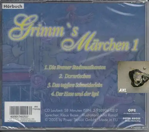 Grimms Märchen 1, CD, Dornröschen, Bremer Stadtmusikanten, CD, Hörbuch