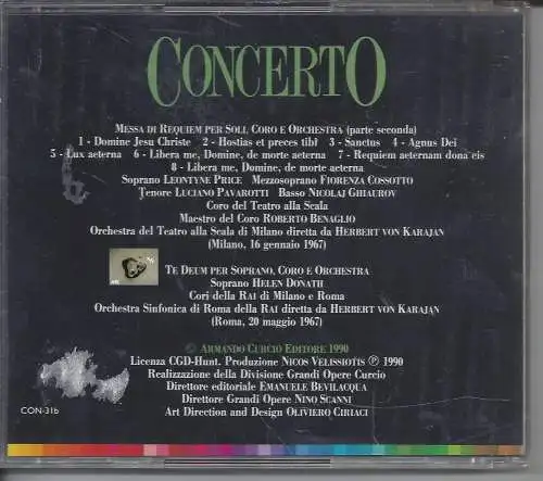 Concerto Verdi, Messa di requiem te deum, CD