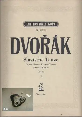 Dvorak: Slavische Tänze, Op. 72 II, Piano solo, Edition Nr. 4279b. 