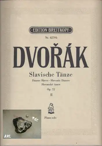 Dvorak: Slavische Tänze, Op. 72 II, Piano solo, Edition Nr. 4279b.