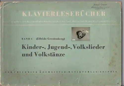 Gerstenberg: Kinder-, Jugend-, Volkslieder, Volkstänze, Klavier. 