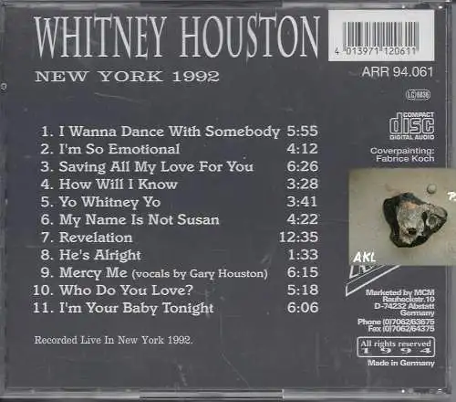 Whitney Housten, New York 1992, CD