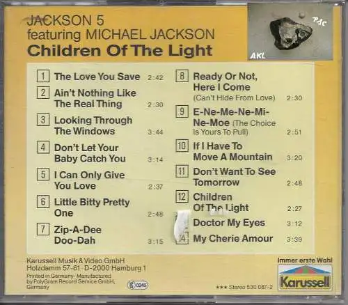 The Jackson, Michael Jackson, Children of the light, CD