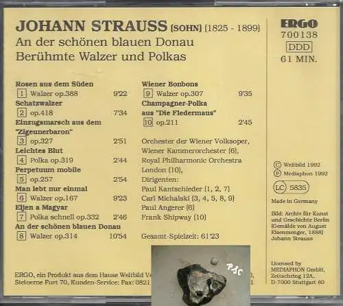 Johann Strauss, An der schönen blauen Donau, CD