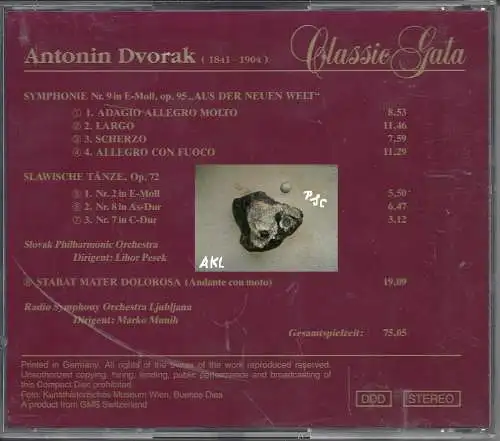 Classic Gala, Dvorak, Symphonie Nr. 9 in E-Moll Op. 95, CD