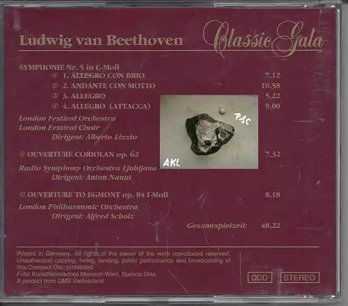 Classic Gala, Beethoven, Sympohnie Nr. 5 in C-Moll Op. 67, CD