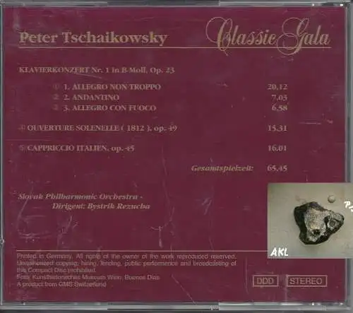 Classic Gala, Tschaikowsky, Konzert Nr. 1 in B-M Op. 23, CD