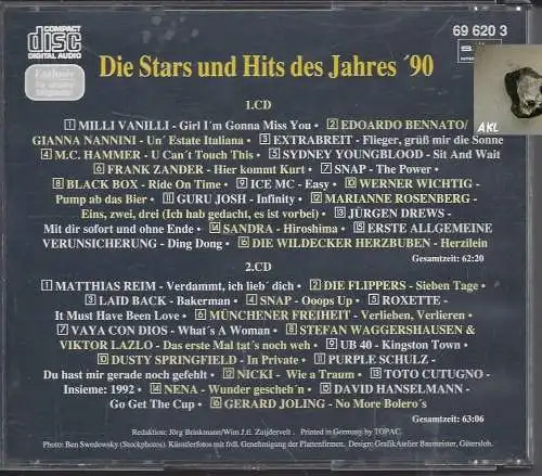 Die Stars und Hits des Jahres 90, internatinal und national, CD