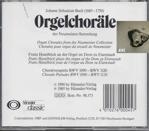 Orgelchoräle, Johann Sebastin Bach, CD