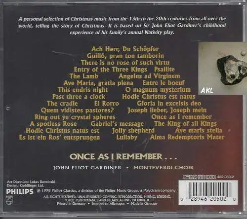 Once As I Remember, CD