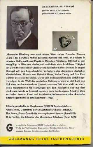 Alexander Eliasberg: Russische Literaturgeschichte in Einzelporträts. 