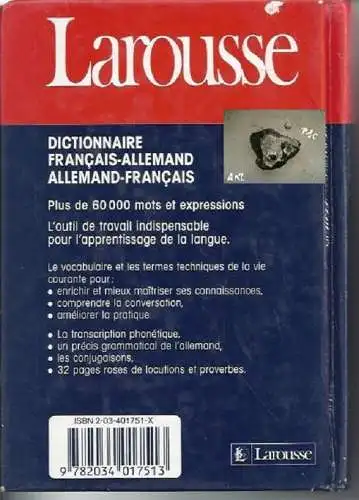 Dictionnaire, francais allemand, allemand francais, französisch. 