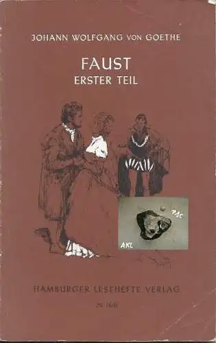 Faust, Erster Teil, Hamburger Lesehefte, Nr. 29, Goethe. 