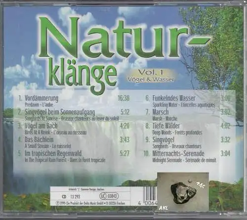 Naturklänge, Vögel und Wasser, Vol 1, CD