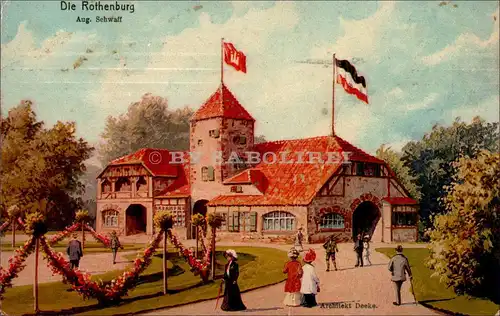 [Echtfotokarte farbig] Die Rothenburg Aug. Schaff, Architekt Deeke. 