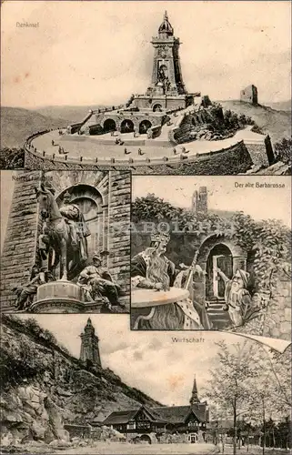 [Echtfotokarte schwarz/weiß] Denkmal, Reiterstandbild, Der alte Barbarossa, Wirtschaft. 