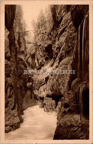 [Echtfotokarte schwarz/weiß] Partnachklamm bei Partenkirchen. 