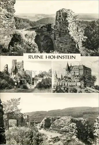 [Echtfotokarte schwarz/weiß] Ruine Hohnstein. 