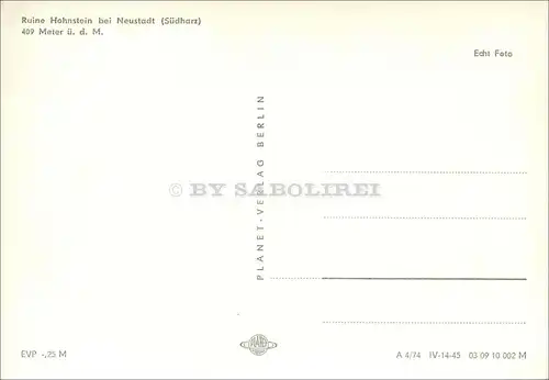 [Echtfotokarte schwarz/weiß] Ruine Hohnstein. 