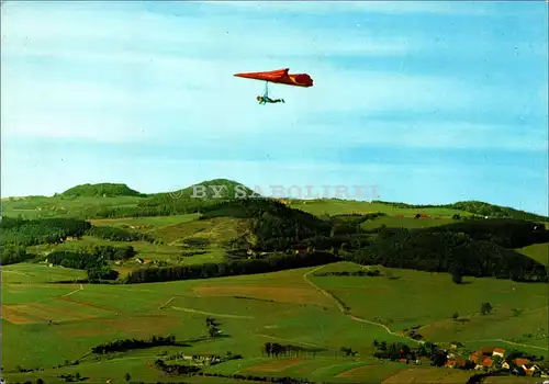 [Echtfotokarte farbig] Drachenfliegen in der Rhön. 