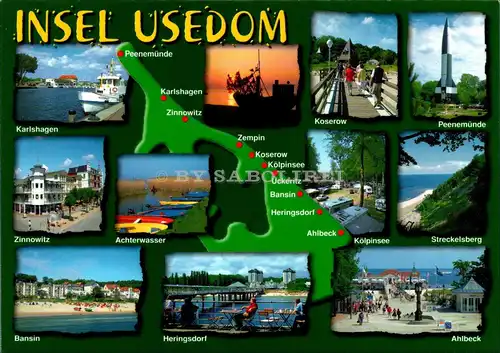 [Echtfotokarte farbig] Insel Usedom. 