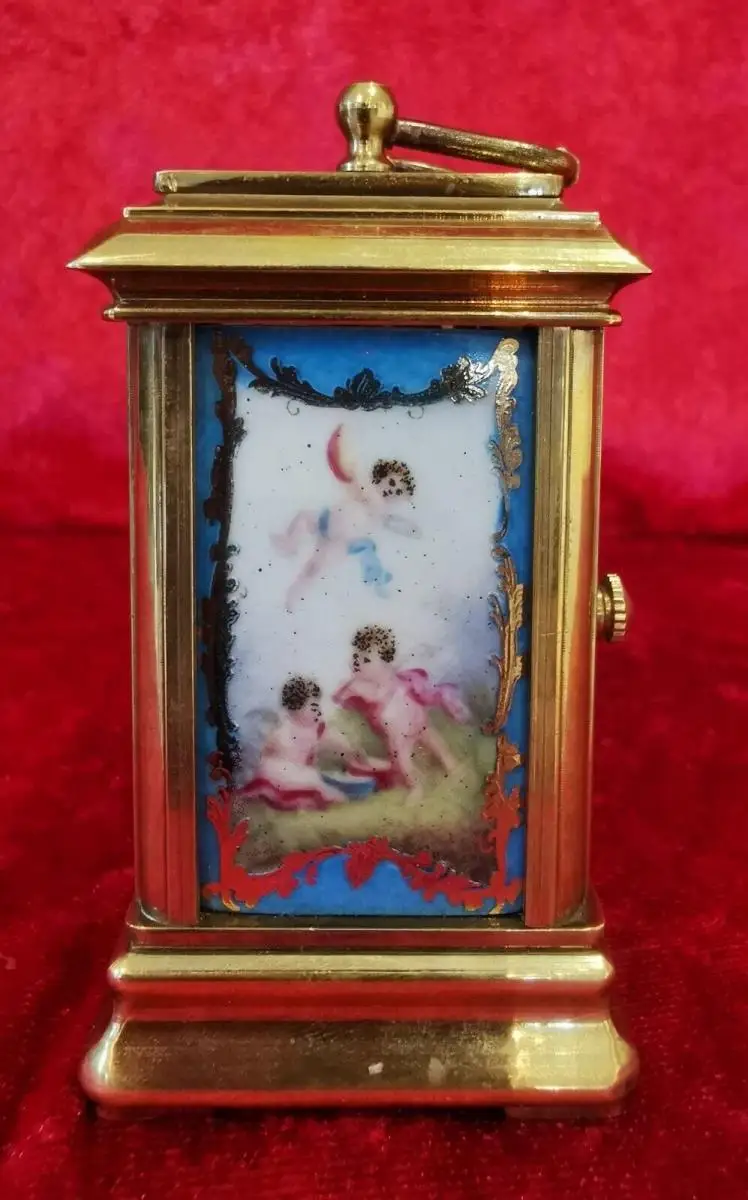 franz. Mini-Wecker mit Emaille-Malerei 1