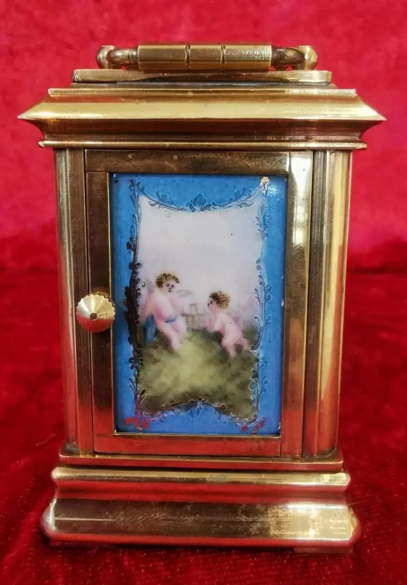franz. Mini-Wecker mit Emaille-Malerei 2