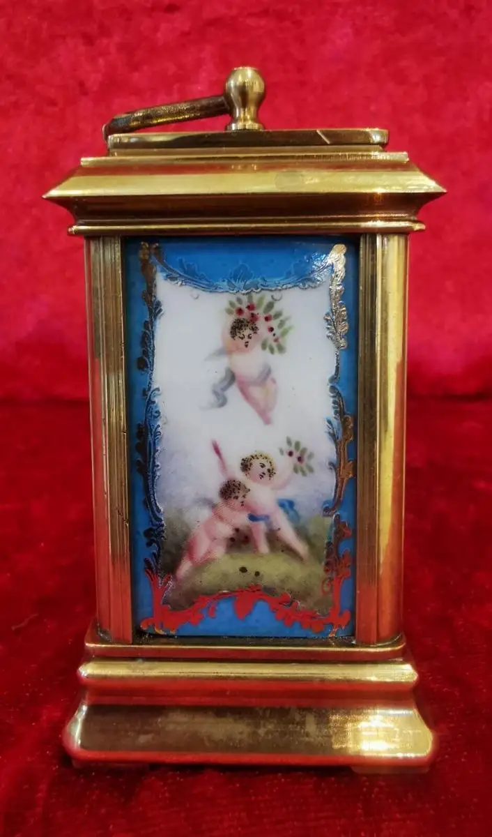 franz. Mini-Wecker mit Emaille-Malerei 3