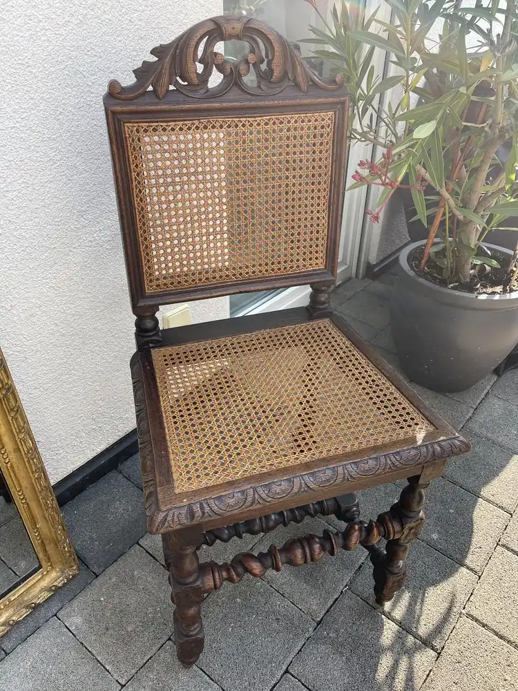 Hbscher antiker Stuhl mit Wiener Geflecht, Frankreich, 19. Jahrhundert  0