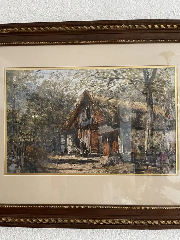Antikes Aquarell, von Auguste Herst, Frankreich 19. Jahrhundert  1
