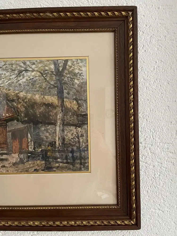 Antikes Aquarell, von Auguste Herst, Frankreich 19. Jahrhundert  3
