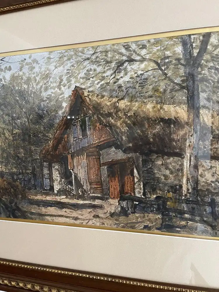 Antikes Aquarell, von Auguste Herst, Frankreich 19. Jahrhundert  4